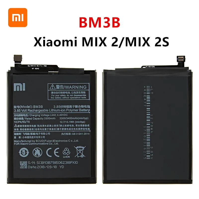

Xiao mi 100% Orginal BM3B 3300mAh Battery For Xiaomi Mi MIX 2 /MIX 2S BM3B High Quality Phone Replacement Batteries