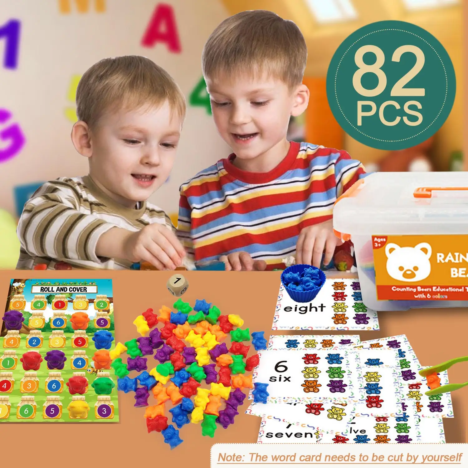 Игрушки Монтессори с радужным счетчиком медведей набор для сортировки цветов