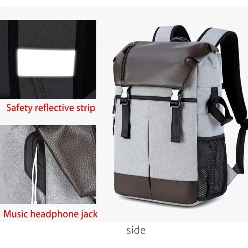 

(Dark gray)New Leather camera computer bag SLR lightweight professional camera bag multifunctional leisure backpack J60A