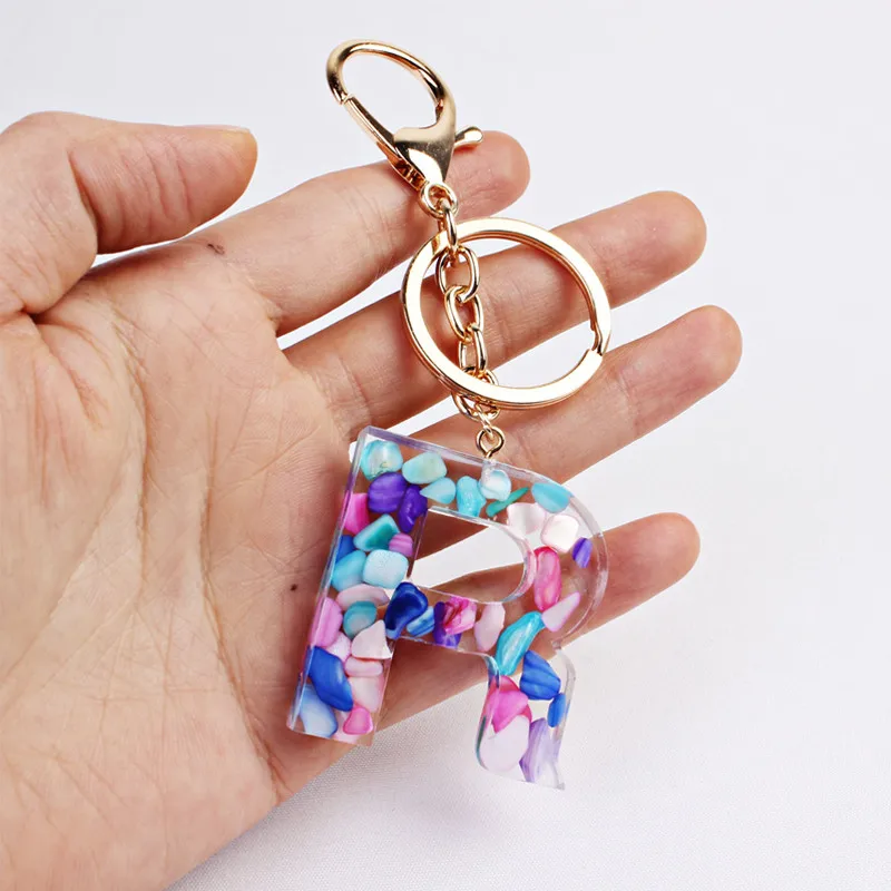 

Cute Acrylic Letter Keychains Glitter Resin Charms Initial Keychain For Woman Car Bag Keys Pendent Keyring Holder Accessory Gift