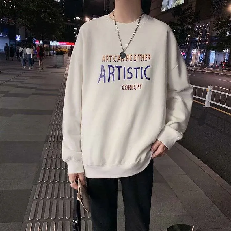 

Уличная футболка с забавным принтом, уличная одежда для мужчин, топы для мужчин, свободные футболки с длинным рукавом Harajuku, весенние модные ...