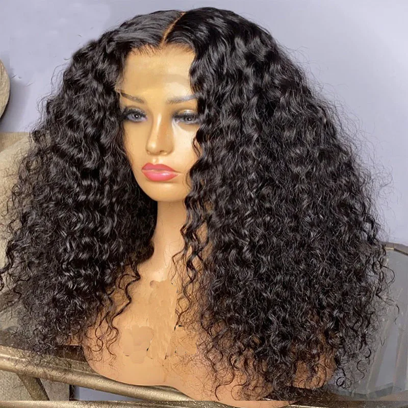

12Inch 180%Density Short Bob Kinky Curly Synthetic Lace Front Wig For Women With Baby Hair Daily Wear Fiber Hair Glueless Wigs