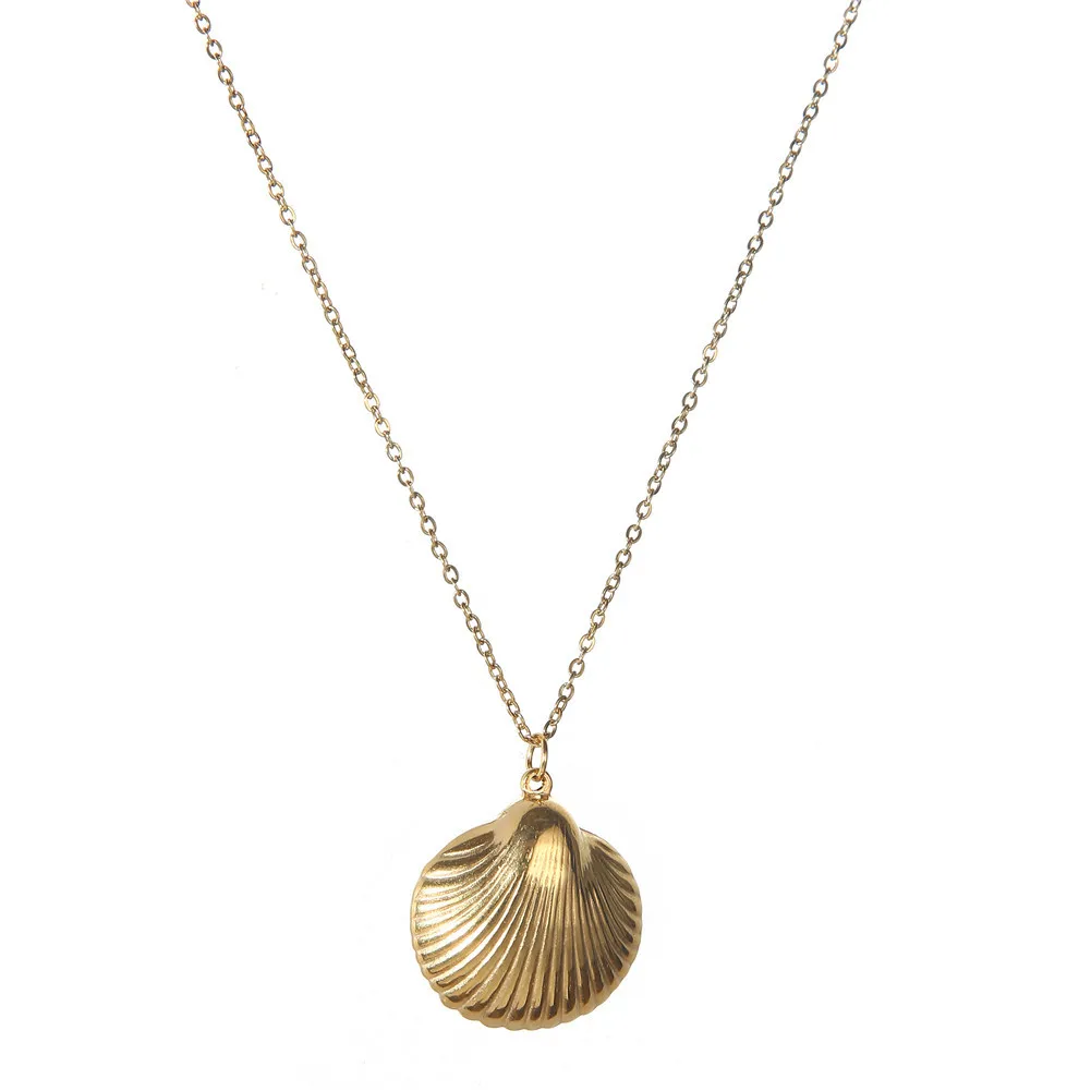 

MinaMaMa Summer Style Stainless Steel Sea Shell Pendant Necklace for Woman Girls Shell Jewelry Accessories
