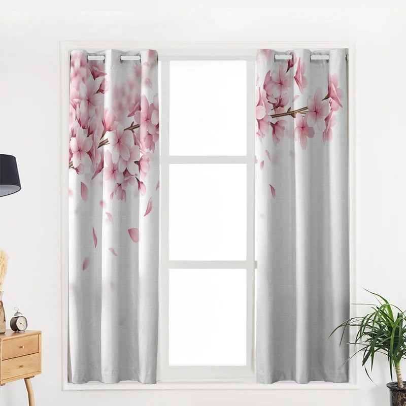 Розовый Вишневый цвет занавески для комнаты большие оконные ванной с принтом