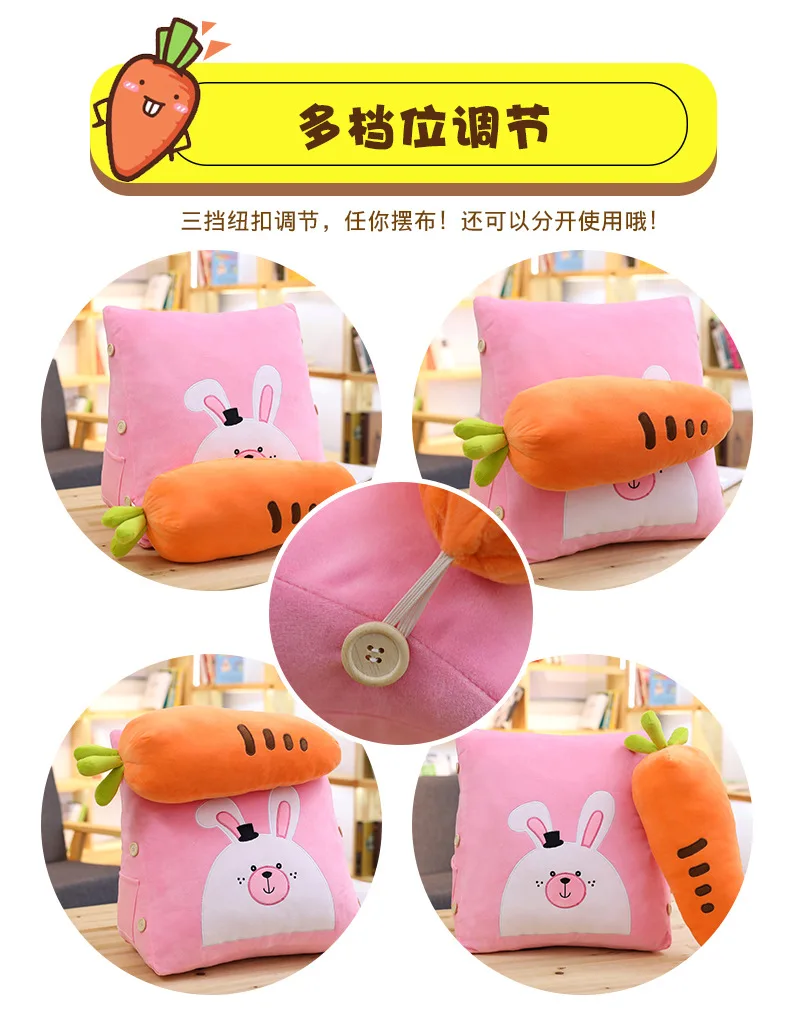 

Plush Cute Cartoon Dog Rabbit Animals Triangle Pillow Super Soft PP Cotton Washable Bedside Headrest Neck Cushion Sofa Bed Decor