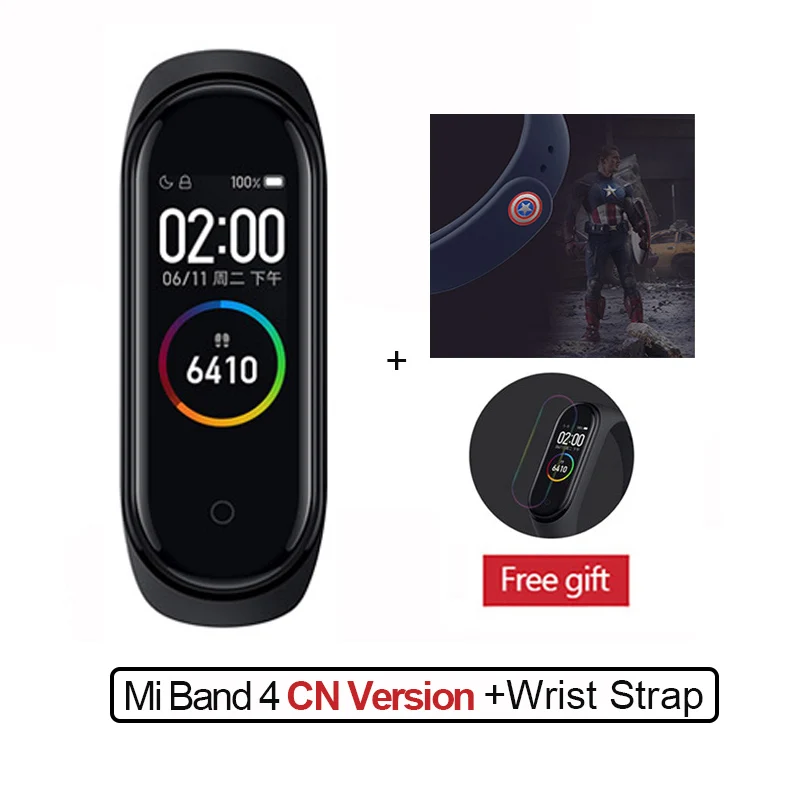 CN Add Blue Captian Новейший Xiaomi mi-браслет 4, фитнес-браслет с цветным экраном, Bluetooth 5,0, смарт-браслеты 4, сменный mi Band 3 - Цвет: CN Add Blue Captian