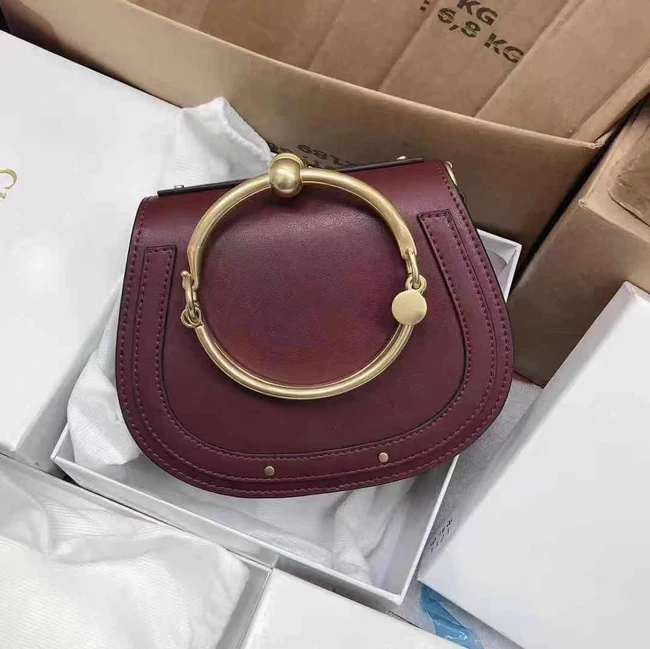 Wind-red-saddle Роскошная женская сумка, брендовая сумка на плечо, половина Сумочка с изображением Мун, модная сумка через плечо, натуральная кожа, кошелек, кольцо, женская сумка - Цвет: Wind-red-saddle