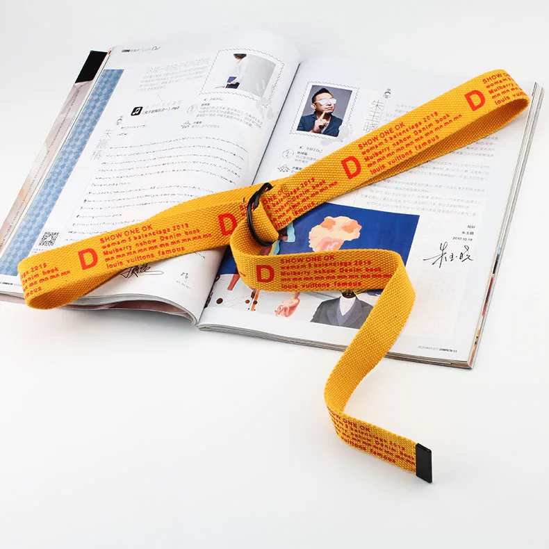 

Fashion printted letter canvas Waist Strap teenager punk style double D ring buckle belt jeans trouser pant Waistband Accessory