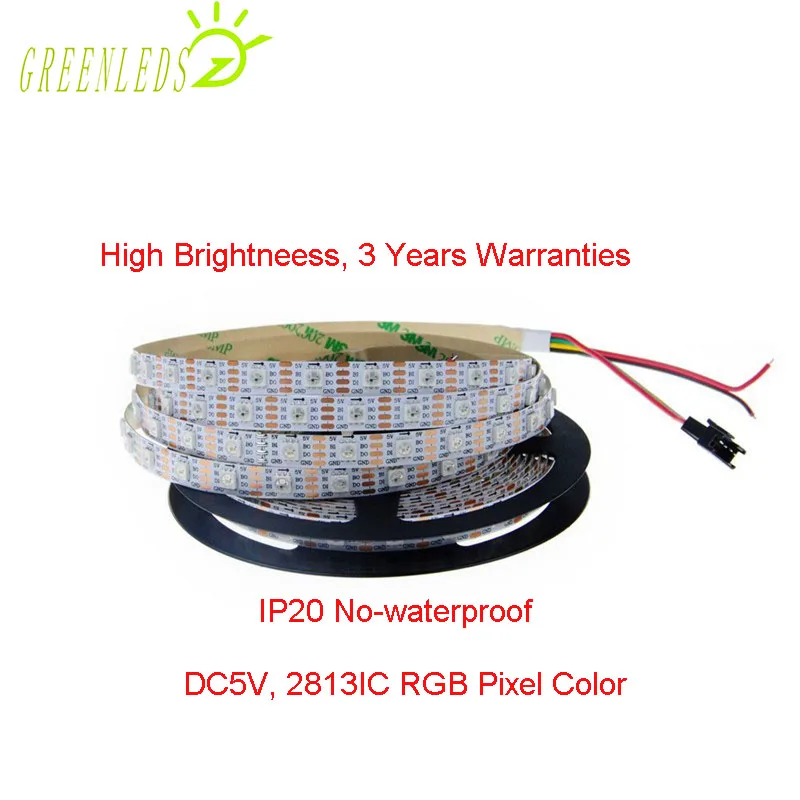 Светодиодные ленты IP20/67 60LED s на метр 2813IC RGB Pixel Color 14 4 Вт/м DC5V гибкие с гарантией 3