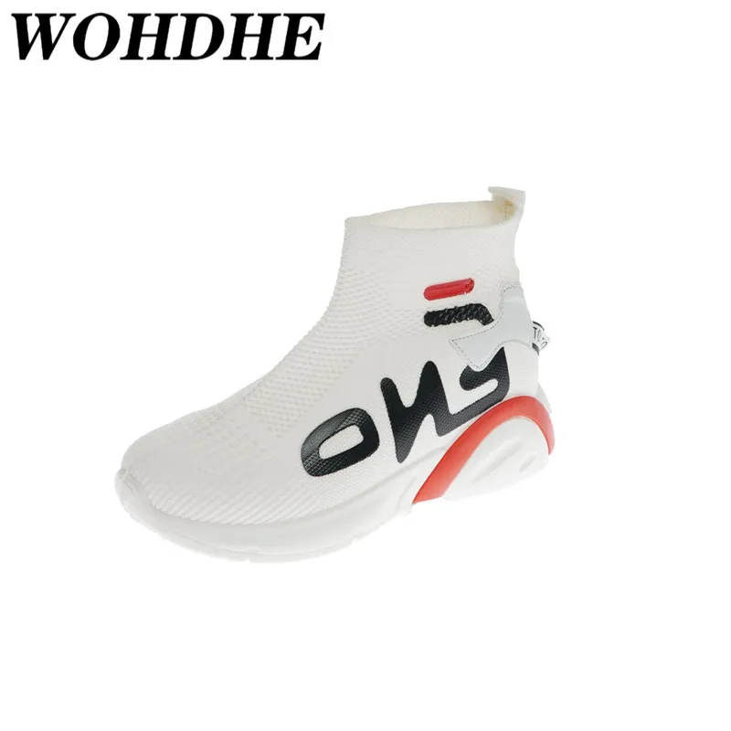 

WOHDHE Breathable Ankle Boot Women Socks Shoes Female White Sneakers Casual Elasticity Flats Shoes Zapatillas Mujer Soft