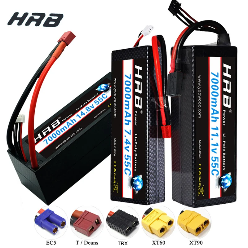 Аккумулятор HRB RC Lipo 7 4 В 11 1 14 8 в 7000 мАч 55C Max 110C XT60 Разъем T/XT90/EC5/TRX Жесткий Чехол для