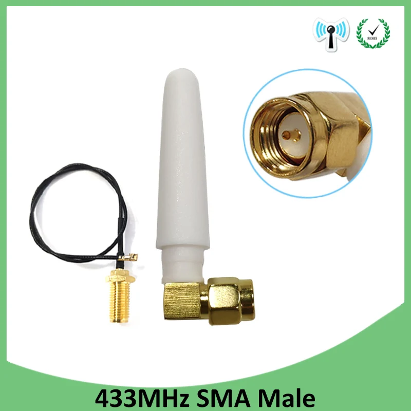 2 шт. 433 МГц антенна дБи SMA Штекерный разъем маленькая IOT резиновая Lorawan + 21 см