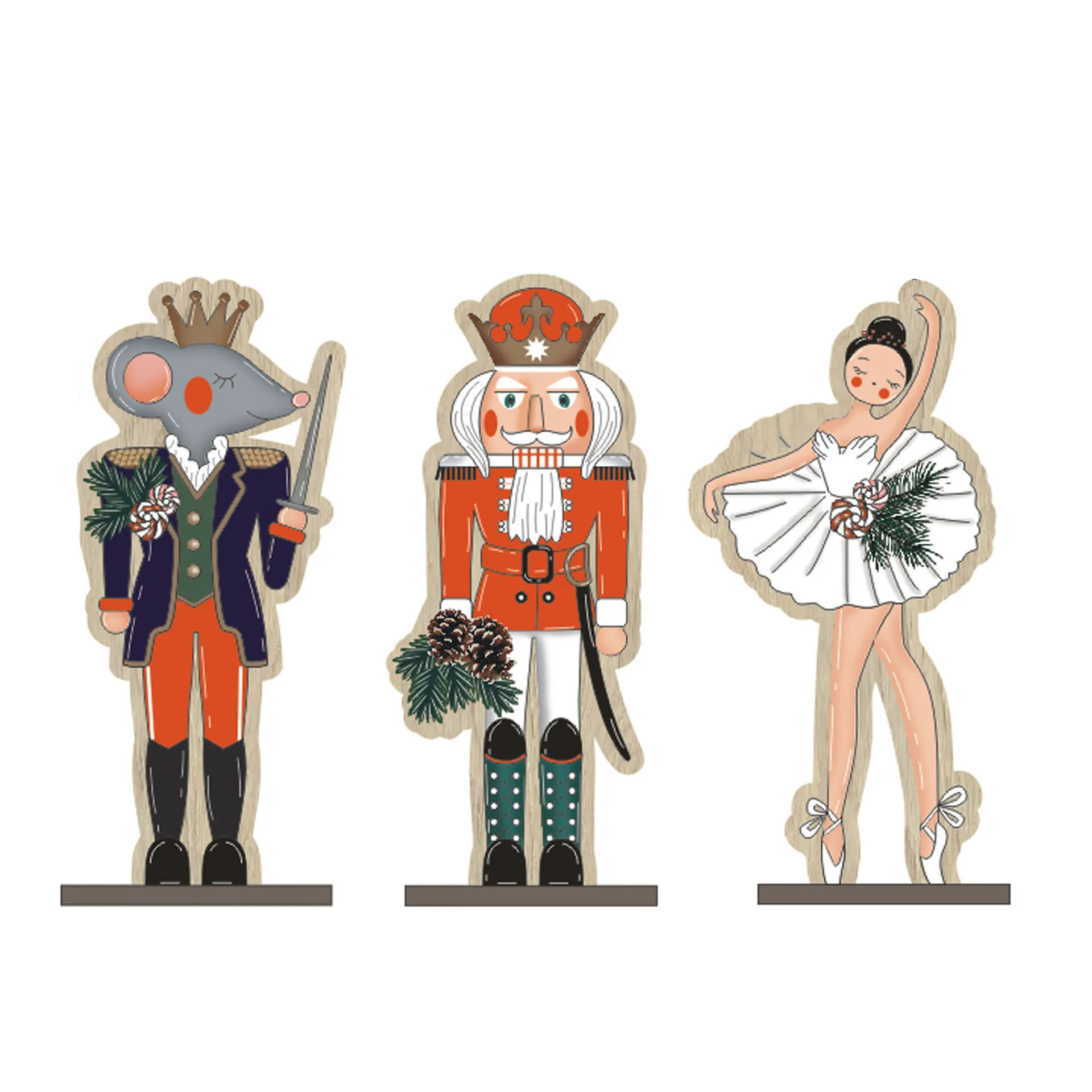 

New Years Decor Wooden Nutcracker Christmas Soldier Figurine Model Puppet Doll Toy Birthday Christmas Gift Home Desk Decor