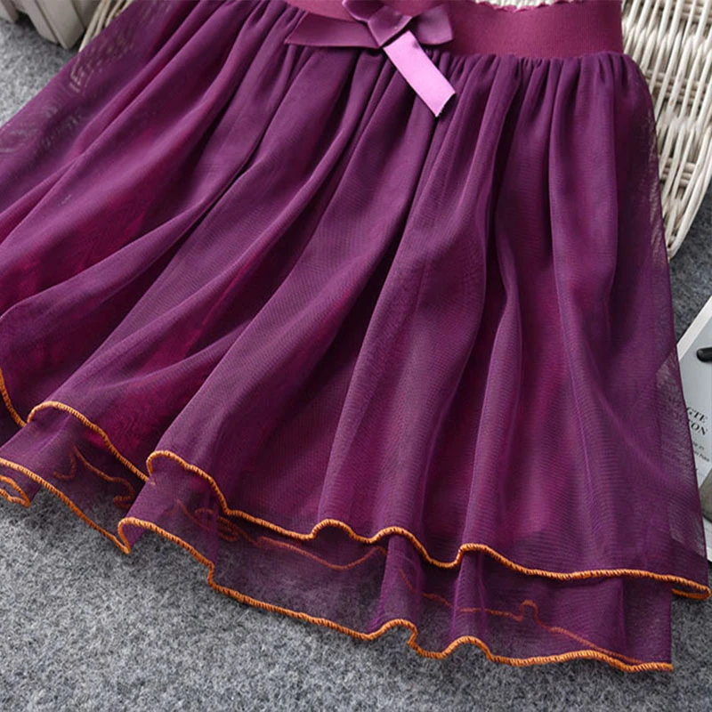 Детские вечерние юбки с бантом для девочек черные серые фиолетовые синие на