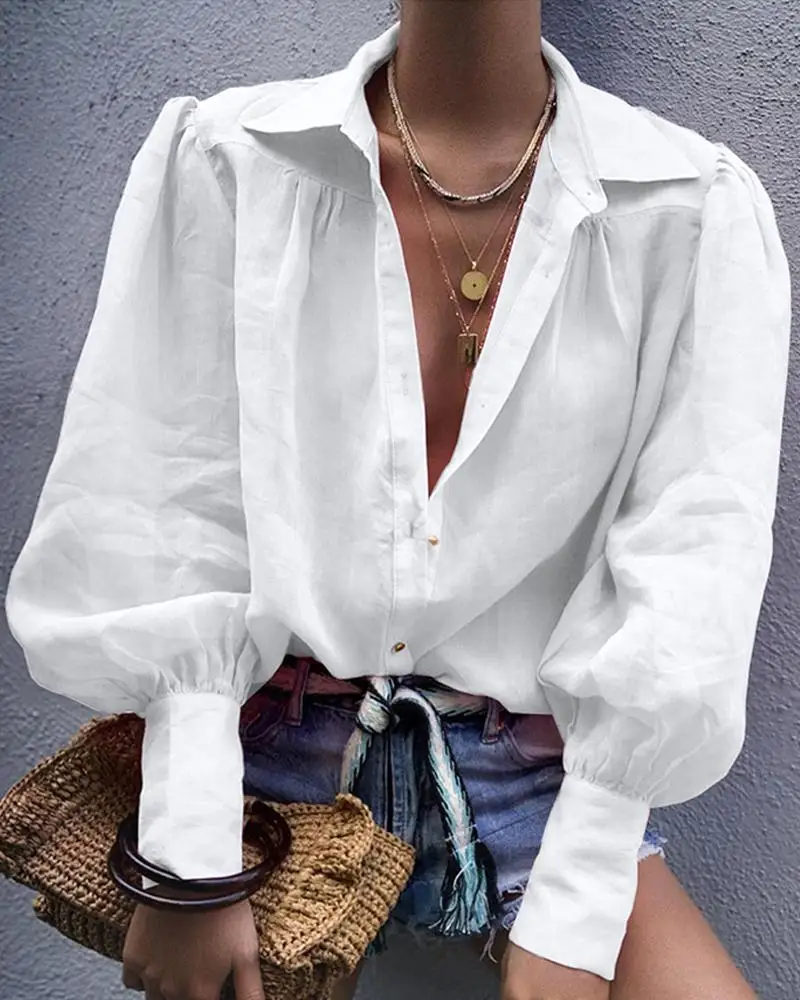 Блузка женская с длинным рукавом Повседневная рубашка черный белый желтый