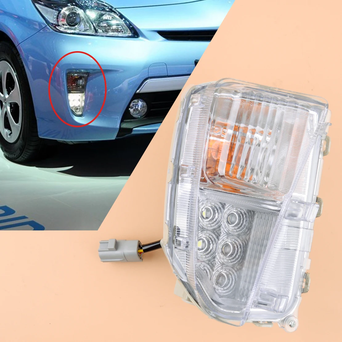 

LED Car Front Bumper Right Passenger Side Fog Light Lamp DRL Fit For Toyota Prius 2012 2013 2014 2015 American Version