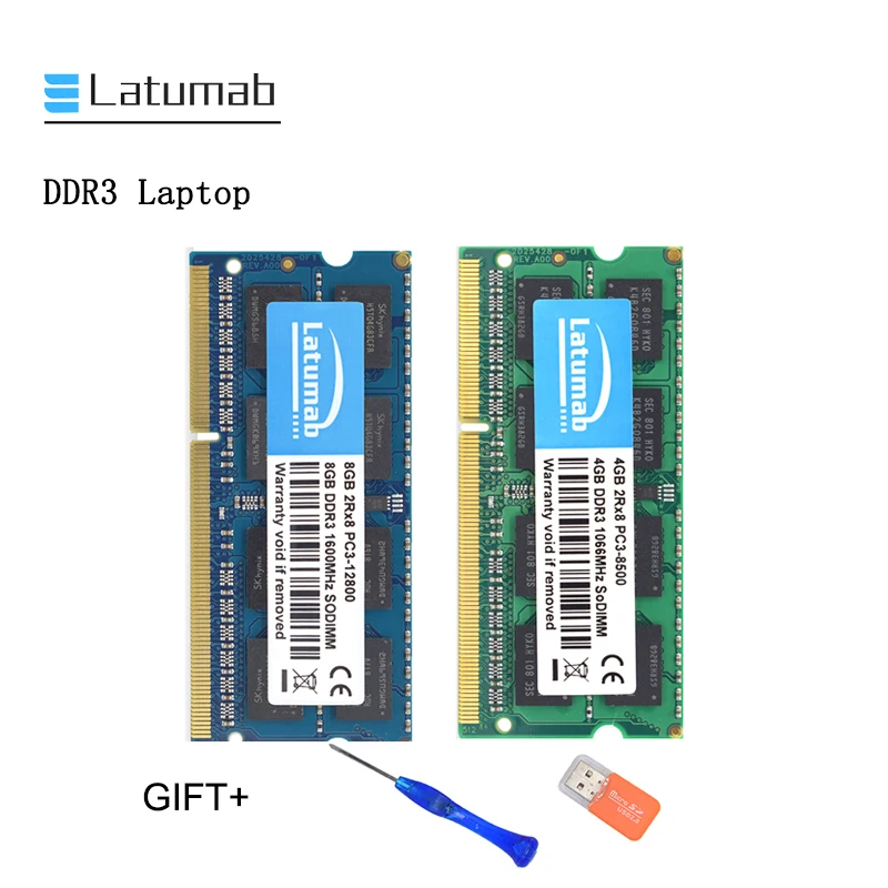 Память для ноутбука Latumab 4 ГБ 8 16 DDR3 1066 МГц 1600 PC3 8500 память SoDimm оперативная 204