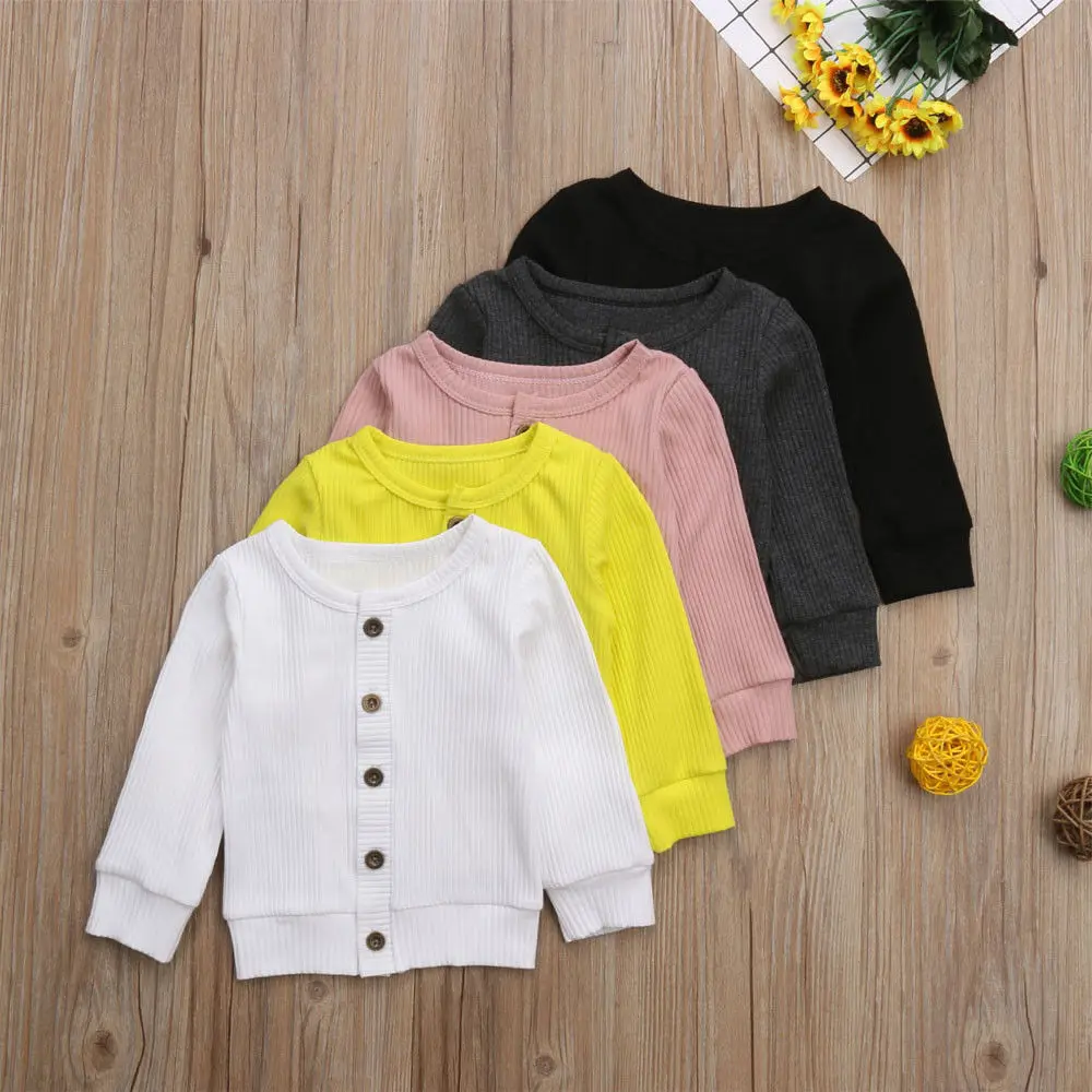 2020 New Hot Baby Spring Autumn Cardigan Clothes Newborn Infant Baby Girl Long Sleeves Knitted Sweater Coat Tops Button Clothing