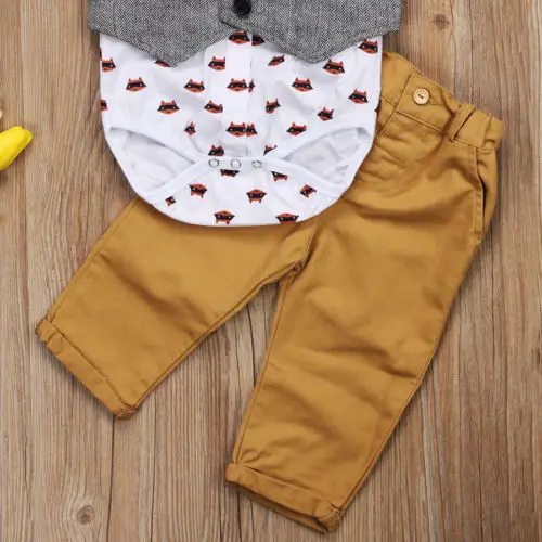 

Toddler Baby Boy Formal Suit Waistcoat Pants Bow Tie Tuxedo Formal Outfit Set