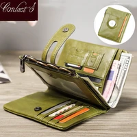 oil leather women wallets short card holder anti lost airtag case hasp zipper coin purse ladies wallets rfid money bag mini