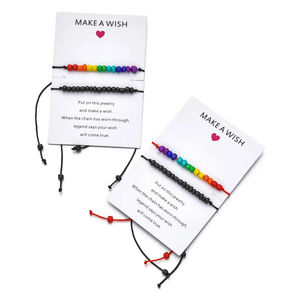 Плетеный браслет красочный бусины в виде риса простой Регулируемый для пар