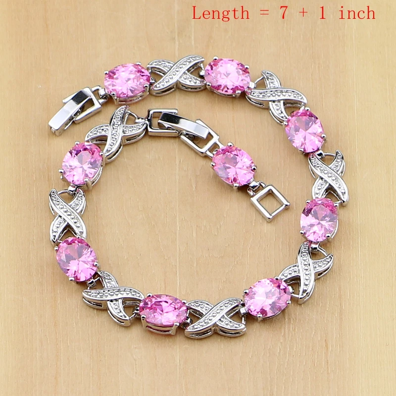 Прекрасный розовый Кубический Цирконий 925 серебряные ювелирные наборы для