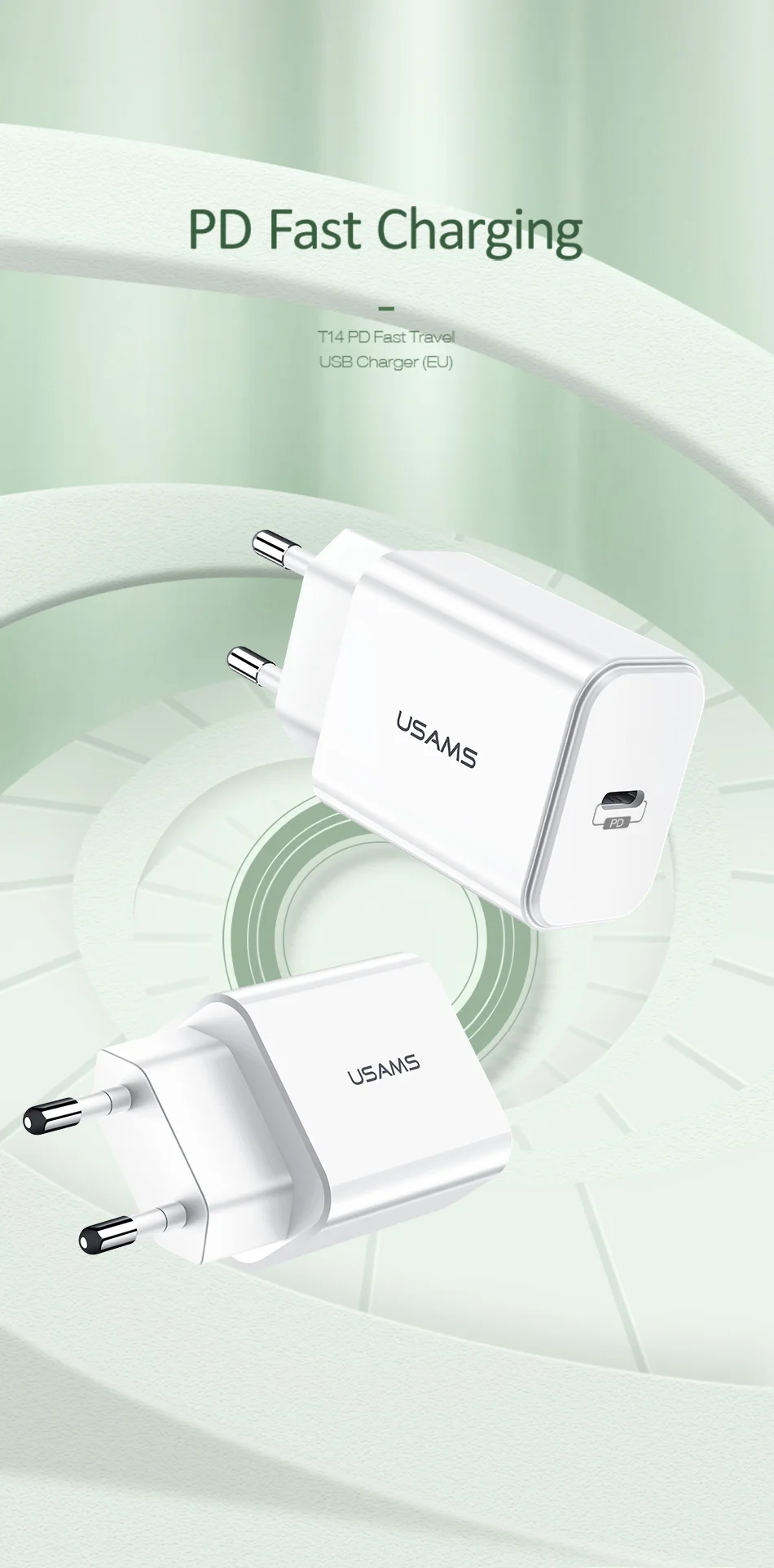USAMS EU/US 18 Вт PD быстрое USB зарядное устройство Тип C быстрое зарядное устройство для iPhone X XS XR 8 зарядное устройство для мобильного телефона huawei samsung адаптер