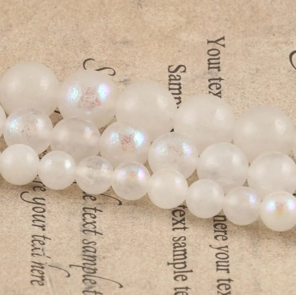 Бусины из натурального камня с белым лунным камнем круглые бусины отверстием для