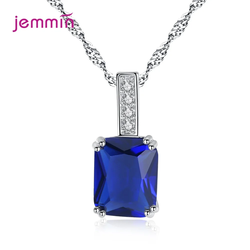 Новое поступление кубический цирконий ожерелье геометрической формы и подвеска прямоугольной из чистого