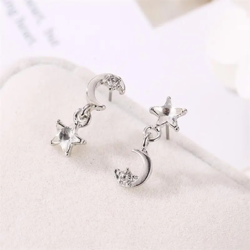 Модные стразы звезда полумесяц Женские Ювелирные изделия Подвесные серьги Новое