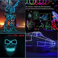 5 in 1 el wire super bright portable el wires neon light dance party decor light neon led lamp flexible el wire rope led string