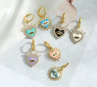 hecheng1 pairlove heart shape evil eyes drop earrings for women vintage statement crystal dangle jewelry