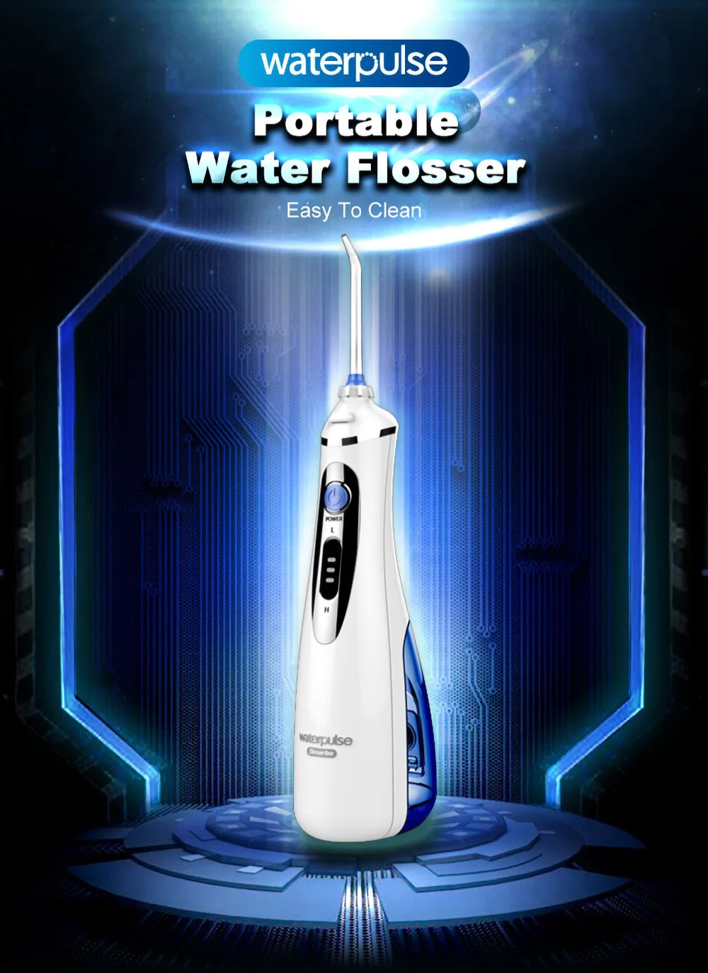 Waterpulse V400 Портативный зубная нить беспроводной Оральный ирригатор с футляр 240 мл Перезаряжаемые Батарея воды набор флоссов для зубов