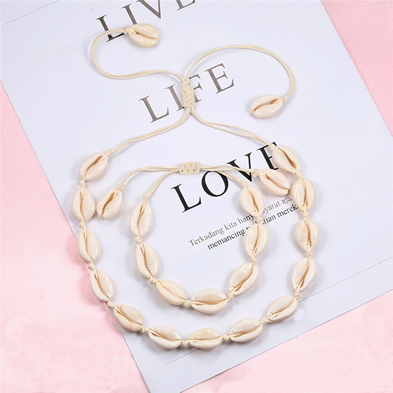 2шт ожерелье + браслет Горячее надувательство из ракушечника набор богемное море