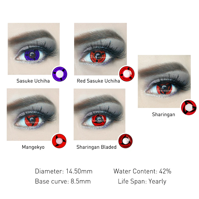 2 шт. Цвет контактные линзы Учиха серии Хэллоуин Косплэй для глаз 14 5 мм