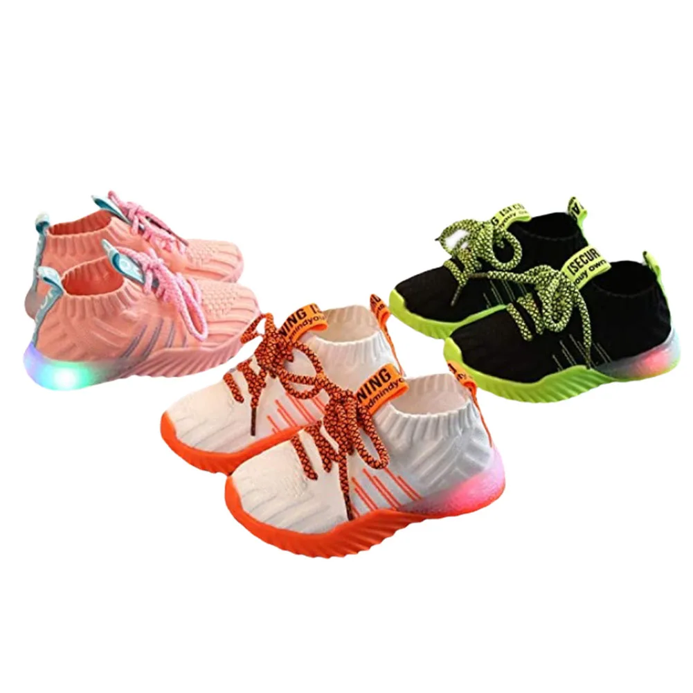 

Newest Children LED Flashing Sneakers Baby Mesh Light Fluorescent Kid Sneakers