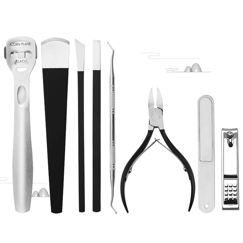 8 шт. Набор для стрижки ног Уход за ногтями педикюрных ножниц Пинцет нож набор