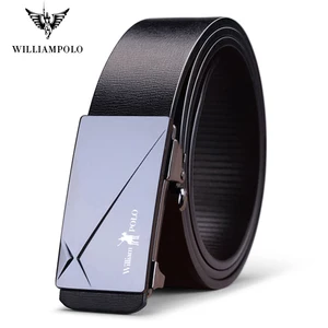 Мужские ремни с храповым механизмом WILLIAMPOLO, классические ремни из натуральной кожи с автоматической пряжкой и подарочной коробкой