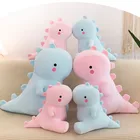 Плюшевые игрушки динозавр 40  65 см, кавайная мягкая искусственная плюшевая подушка, полипропиленовая хлопковая набивная синяя розовая плюшевая подушка динозавра для детей