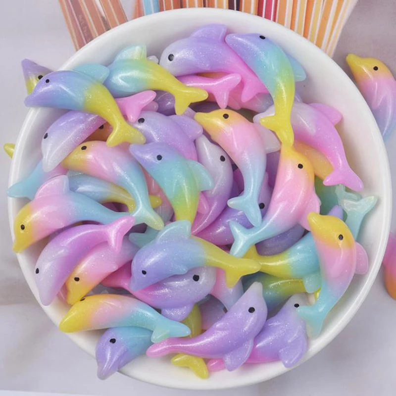 10 шт./партия Мультяшные полимерные мини красочные дельфины глина Подвески DIY крем