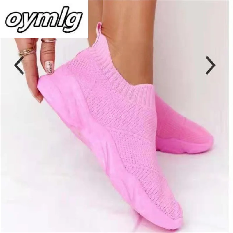 

2022 new breathable flying woven sneakers women's large size increased leisure women's travel shoes cover foot single shoes