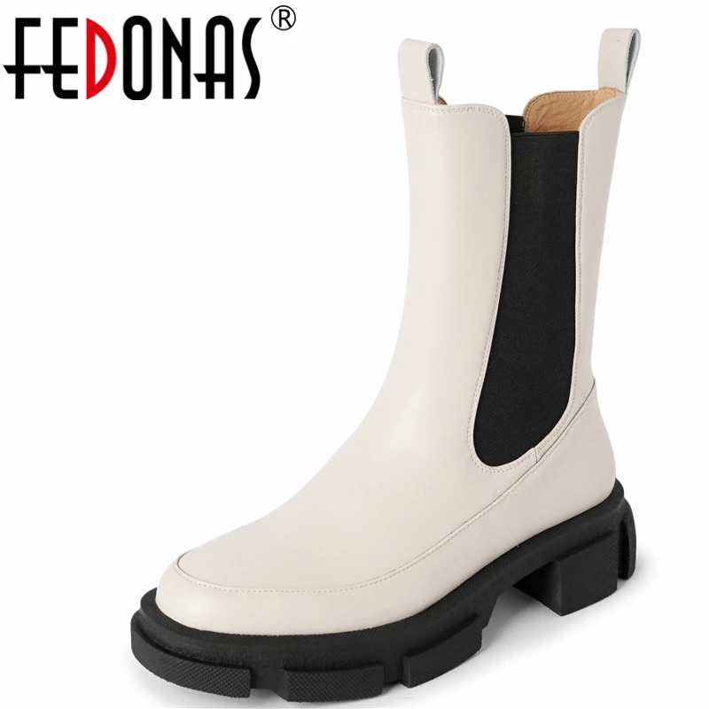 

FEDONAS/высококачественные женские сапоги до середины икры из натуральной кожи; Сезон осень-зима; Классическая модная обувь в сдержанном стиле...