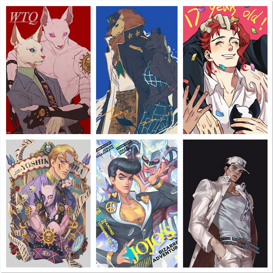 Постер Джоджо невероятные приключения аниме постер Картина на холсте ретро