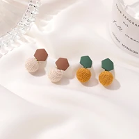 8seasons fashion acrylic hexagonal ball pom pom stud earrings for women party club geometric holiday statement jewelry gifts