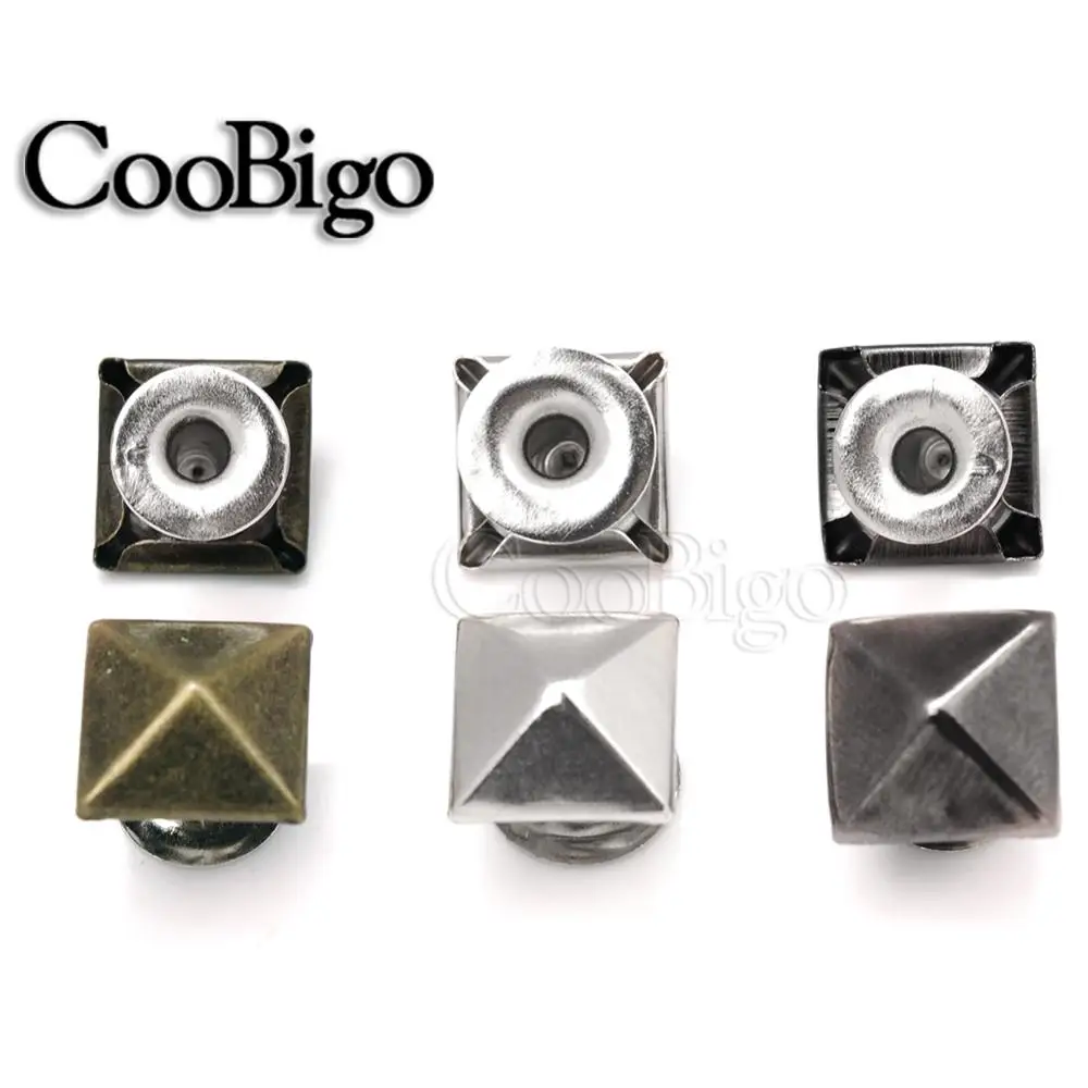 100 шт. квадратные пирамидальные базовые шипы в стиле панк для одежды заклепки