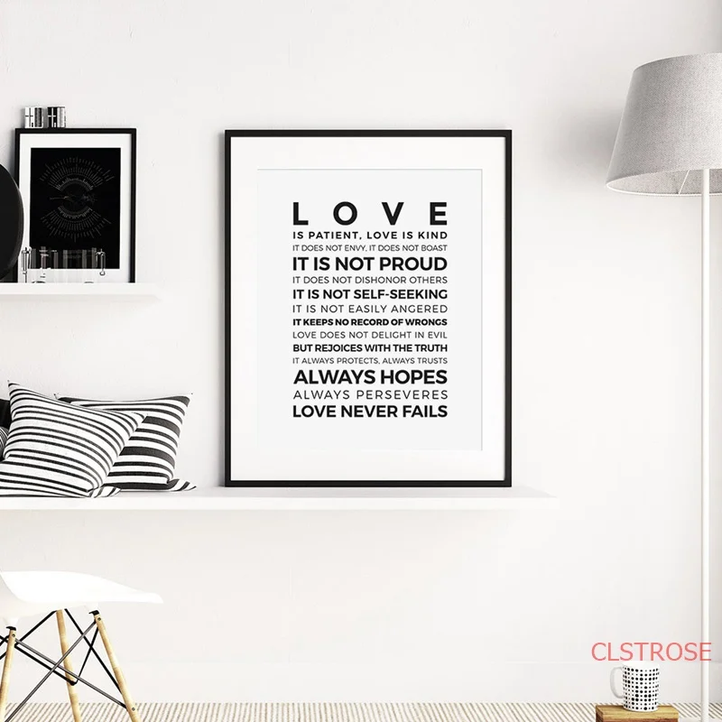 

Love Is Kind Letter Canvas Painting Home Decoration Modular Wall Art Pictures for Living Room Black White Nordic Poster No Frame
