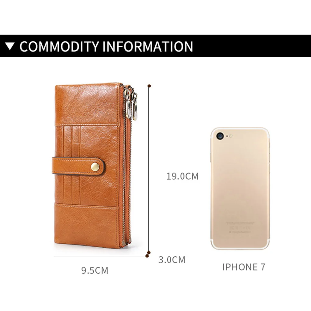 

Men RFID Blocking Purse Bifold Vintage Leather Metal Dual Zipper Wallet K2