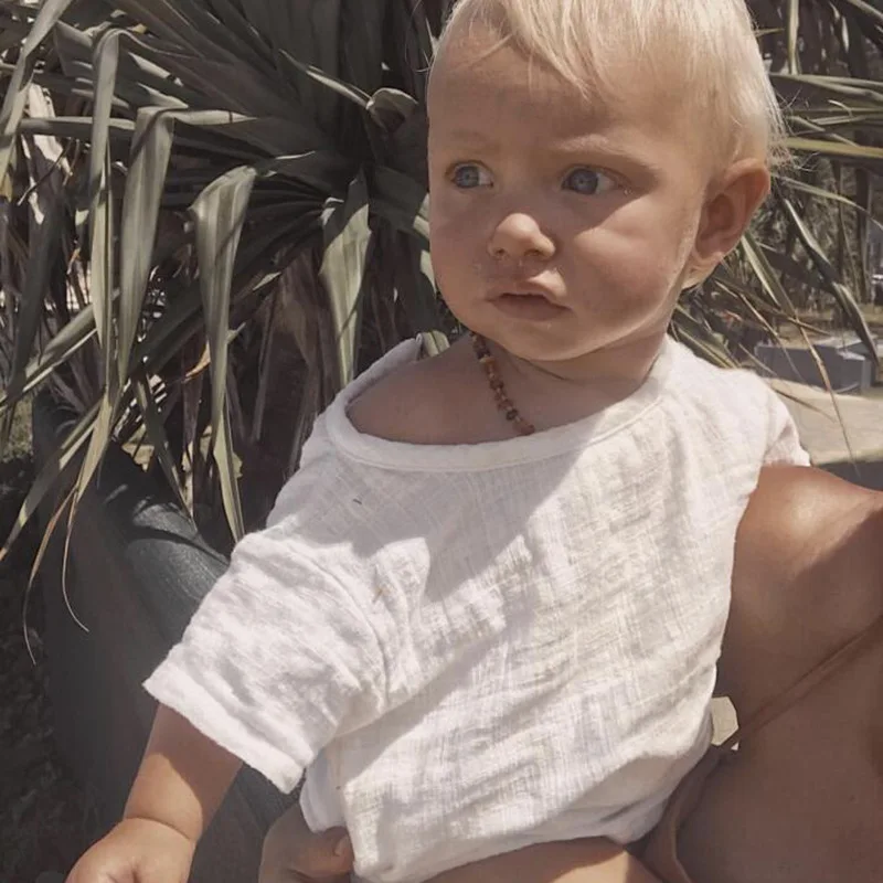 

Комплект из 2 предметов, льняной топ с коротким рукавом и шнуровкой, в европейском и американском стиле для мальчиков и девочек