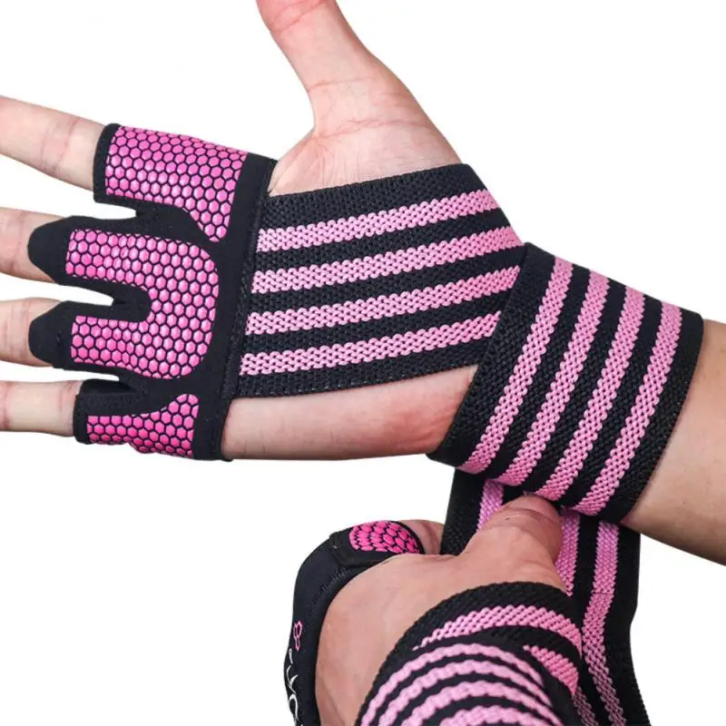 

Wristband Lengthened Half Finger Gloves Wristband Training Fitness Sports Outdoor Riding Non-Slip Shockproof Half-Finger Gloves