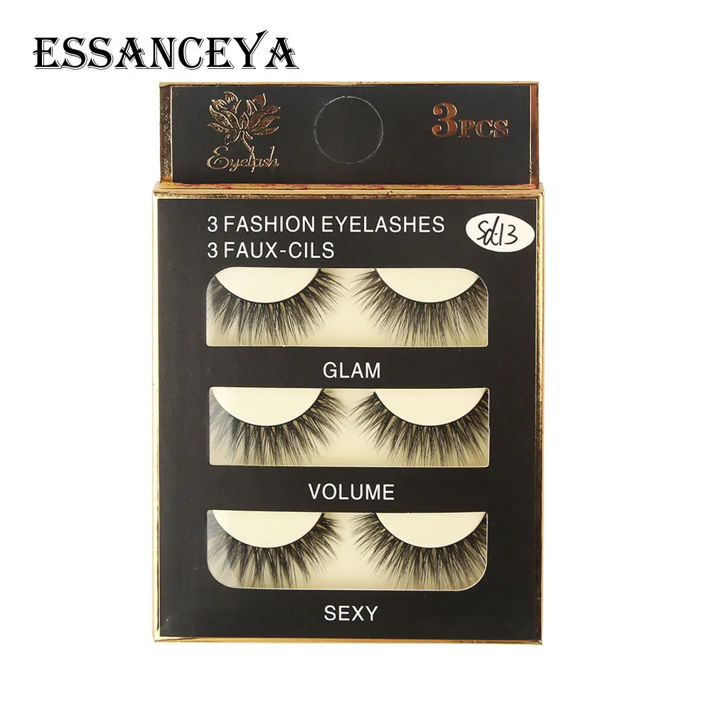ESSANCEYA 3 пары натуральные накладные ресницы наращивание ресниц Инструмент Maquillage Cilios ресницы искусственные Cilios сексуальные лахсы